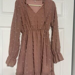 Elegant Mauve Long Sleeve Dress